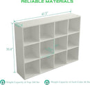 12-Cube Storage Shelf Bookcase - Wooden 3-Tier Floor Standing Open Bookshelf for Home and Office, Display Cabinet, Warm White by CozyNest Decor