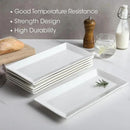 12" Serving Platters Set of 4, White Rectangular Plates, Ceramic Serving Tray, Stackable Large Party Plates for Appetizer, Dessert, Steak, Sushi, Housewarming, Oven Dishwasher Safe by CozyNest Decor