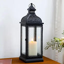 TRIROCKS Rustic Style Metal Candle Lantern 19'' High Decorative Hanging Lantern Candle Holder with Tempered Glass for Christmas Living Room Garden Yard Patio Parties Events Indoors Outdoors(Black) by CozyNest Decor