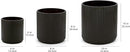 Amazon Basics Assorted Sizes Fluted Ceramic Round Planters, Set of 3, Black, 6-Inch, 8-Inch, 10-Inch by GreenHaven Gardens
