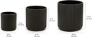 Amazon Basics Assorted Sizes Fluted Ceramic Round Planters, Set of 3, 6 inch, 8 inch, 10 inch, Black by CozyNest Decor