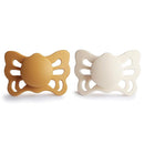 FRIGG Butterfly Anatomical SilkySoft Silicone Baby Pacifier | Made in Denmark | BPA-Free (Honey Gold/Cream, 0-6 Months) by TinyTreasures Baby Boutique