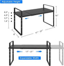 Expandable Cabinet Shelf Organizer, Stackable Kitchen Pantry Counter Storage, Adjustable Closet Cupboard Stand Rack Risers Spice Organization 80LBS Heavy Duty Black Small 1 Pack by CozyNest Decor