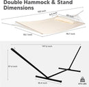 SUNCREAT Hammocks Extra Large Double Hammock with 12 ft Stand, 475lbs Capacity, Outdoor Portable Hammock with Hardwood Spreader Bar, Extra Large Pillow, Beige by GreenHaven Gardens