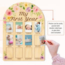 ORIGACH My First Year Baby Growth Photo Display Wood Board - 12 Months Newborn Milestones Photo Board - Neutral Baby Keepsake Board 1st Birthday Party Nursery Decor New Mom Gift - Flower by TinyTreasures Baby Boutique