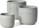 LE TAUCI Fluted Ceramic Planters Set of 3 – 8.3/7 / 5.7 in Star White Reactive Cylinder Indoor Plant Pots with Drainage Plug & Mesh, Glossy Stoneware Flower Pots for Succulents Herbs by CozyNest Decor