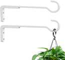 8 Inch 2 Pack White Heavy Duty Outdoor Plant Hangers for Hanging Baskets, Iron Hanging Plant Brackets for Hanging Plants Outside, Metal Plant Hooks Plant Wall Hooks for Hanging Lantern, Bird Feeder by GreenHaven Gardens