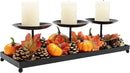 3 Pillar Black Metal Candle Holders for Table Centerpiece, Fall Thanksgiving & Halloween Dining Table, Fireplace Mantel Decor, Tray Candlestick for Living Room Rustic Decorations by CozyNest Decor