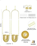 AceList Gold Hanging Planter Set of 2-5.51 Inch Hanging Planters for Indoor Plants, Home, Balcony, Garden, and Patio - Window Hanging Planters with Hemp Rope by GreenHaven Gardens