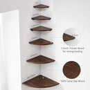 Corner Shelf,12inch Walnut Solid Wood Floating Corner Shelves Wall Mount Round End Floating Speaker Rack with Wire Hole for Small Plant for Bedroom Kitchen by CozyNest Decor