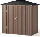 Gizoon Outdoor Storage Shed 6 x 4 FT, Galvanized Metal Garden Shed with Double Lockable Doors, Outdoor Storage Clearance for Backyard Patio Lawn-Light Brown by GreenHaven Gardens