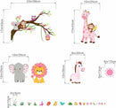Animals Wall Decals for Girls Kids: Peel and Stick Elephant Giraffe Lion Monkey Wall Stickers - Baby Nursery Boys Room Girls Bedroom - Children Supplies Ages 1-12 Years Wall Decor Art by TinyTreasures Baby Boutique