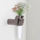 Wall Sculptures, Hand Vases Home Decor, Wall Mount Art Sculpture, Unique Wall Art Statue, Funky Flower Vase Decorations, Modern Eclectic Hanging Decor,Glass Test Tube Vase (Beige) by CozyNest Decor