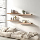 Light Wood Floating Shelves for Wall Rustic Wall Shelves for Bedroom Set of 6 by CozyNest Decor