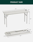 Frylr Small Folding Computer Desk – 55.1 Inch Portable Table for Craft and Study, Lightweight Desk for Small Spaces, Foldable Laptop Table Built-in AC/USB Outlets for Convenience, White Ash by CozyNest Decor