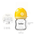 YOHKOH Natural Glass Baby Bottle with Natural Response Nipple, Newborn Anti-Colic Baby Bottles, Wide Neck Mushroom Cap Baby Bottle, Clear (Multicolour-A, 3.4oz (Pack of 4)) by TinyTreasures Baby Boutique