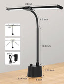Desk Lamp with Dual Head & 10W Smart Dual USB Charging Port 5 Color Modes Dimmable Reading Light 2600 Lumens 12W Table Lamp for Bedside Office, Adapter Include by CozyNest Decor