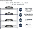 60"x24"x72" PRIME HEAVY DUTY Black 4-Tier Wire Shelving NSF 2400 LBS MAX Capacity Storage Rack for Commercial, School, Home, Garage, Warehouse, Industrial, and Hospital Uses (with Wheels) by CozyNest Decor