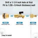 spigot for rain barrel parts kit, brass water barrel spigots accessories for 55 gallon bucket, garden hose connector adapter bulkhead fitting, 1-1/4 inch O.D. inlet & 5/8 inch barb O.D. by GreenHaven Gardens