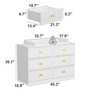 6 Drawer Baby Dresser, Nursery Dresser with Changing Topper, Long Cabinet for Infant Cloth Organize, Changing Station for Nursery and Kids Bedroom Storage, White (45.3" W x 18.9" D x 30.1" H) by TinyTreasures Baby Boutique