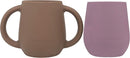 | Teenie Tiny™ Silicone Developmental Baby-Led Weaning Drinking Cups (2 pack) (Warm Taupe and Mauve) by TinyTreasures Baby Boutique