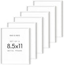 HAUS AND HUES 8.5x11 White Metal Picture Frames - Features Premium Aluminum, Shatterproof Plexiglass - Perfect for Diplomas, Documents, Certificates (8.5x11 in, White, Set of 6) by CozyNest Decor