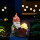 Solar Garden Gnome Statue with Crackle Glass Globe Lights, Waterproof Outdoor Decor for Patio, Lawn, or Yard, Whimsical Housewarming Gift(Green Gnomes) by CozyNest Decor