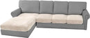 H.VERSAILTEX Velvet Stretch Sectional Couch Covers - 4 Piece Sofa Seat Cushions for L Shape Sectional Couch (Large 3 Seater + 1 Chaise, Ivory) by CozyNest Decor