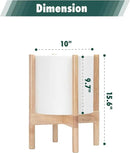 D'vine Dev Planter Pot with Stand - 10 Inch Plastic Cylinder Flower Pot with Wood Planter Holder for Indoor, Matte White Pot + Natural Stand, 55-C-M-1 by GreenHaven Gardens