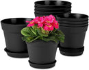 homenote Plant Pots,6/7.5 Inch Flower Pots for Plants Plastic Planters for Indoor with Multiple Drainage Holes and Trays, for All Home Garden Flowers Succulents,Outdoor(Black,10 Pack) by CozyNest Decor