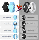 R-fun Portable Electronic Device Cover for Kids, Waterproof Airtag Bracelets [2 Pack] - Soft Silicone, Anti-Lost GPS Item Finders Case Cover, Black/Glow Blue by TinyTreasures Baby Boutique