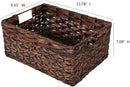 Rectangular Woven Water Hyacinth Basket,Dark Storage Basket With Inside Handle Shelves Kitchen Office Desk (Small) by GreenHaven Gardens