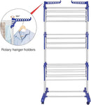 Bigzzia Clothes Drying Rack, Folding Stainless Steel Drying Rack Clothing Indoor Outdoor, Space-Saving, 4 Tier Laundry Drying Rack with Two Side Wings Grey Blue by TinyTreasures Baby Boutique