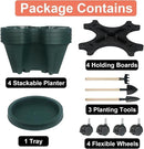 Vertical Planter 4 Tier Stackable Planters Garden Planters Strawberry Herb Flower and Vegetable Planter Indoor Outdoor Gardening Pots with Removable Wheels and Tools 2-Pack by GreenHaven Gardens