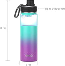 DRINCO Stainless Steel Water Bottle Spout Lid Vacuum Insulated Double Wall Water Bottle Wide Mouth (40oz 32oz 22oz 18oz 14oz) Leak Proof Keeps Cold or Hot (22 oz, 22oz Ombre Fuschia Teal) by CozyNest Decor