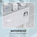 HubiCare Toothbrush Holder with Toothpaste Dispenser Wall Mounted for Bathroom, Automatic Toothpaste Squeezer, Bathroom Organization and Storage, 5 Toothbrush Slots (3 Cups) by CozyNest Decor