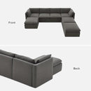 mopio Oversized Modular Sectional Sofa with Fully Removable Covers and Storage, Convertible U, L-Shaped and Sleeper Sectional, Modern Couches with Ottoman Chaise (Stone Gray Fabric, 7 Seats, U) by CozyNest Decor