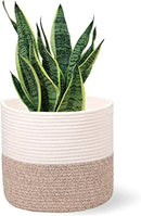 Planter Baskets for Indoor 11" Planters Cotton Rope Flower Plant Pots Cover,Woven Storage Baskets for Crafts, Organization Modern Home Decor 11"x11"Khaki by CozyNest Decor