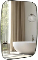 ANDY STAR Brushed Nickel Bathroom Mirror, 30x36’’ Oblong Mirror with Stainless Steel Metal Frame, Silver Oval Vanity Mirror for Over Sink, Modern Anti Rust Wall Mounted by CozyNest Decor