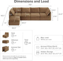 mopio Oversized Modular Sectional Sofa with Fully Removable Covers and Storage, Convertible U, L-Shaped and Sleeper Sectional, Modern Couches with Ottoman Chaise (Hazelnut Velvet, 5 Seats, L) by CozyNest Decor
