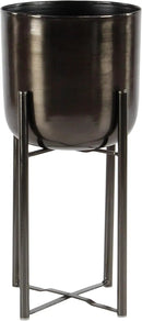 CosmoLiving by Cosmopolitan Metal Indoor Outdoor Planter Dome Large Planter Pot with Removable Stand, Set of 2 Planters 19", 22"H, Black by GreenHaven Gardens