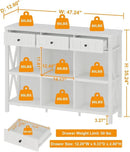 FATORRI 6 Cube Storage Bookshelf with 3 Drawers, Long Horizontal Bookcase, Modern Cubby Organizer Shelf (White Oak, 47 Inch) by CozyNest Decor