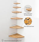 Corner Shelf, Solid Oak Wood Floating Corner Shelf Wall Mount Round End Floating Speaker Shelves with Wire Hole for Small Plant Photo for Bedroom Kitchen, Living Room by CozyNest Decor