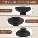 Large Resin Pedestal Decorative Bowl - Modern Fruit Bowl for Kitchen Counter - Handicraft Bowls for Home Decor - Key Bowl for Entry Table,Matte Black by CozyNest Decor
