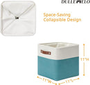 DULLEMELO Foldable Storage Cubes 11 x 11 Organizer Bins,Canvas Storage Bins Empty Gift Baskets for Organizing with SturdyLeather Handles, Closet Baskets for Nursery Storage(4 Pack - 11" White&Teal) by TinyTreasures Baby Boutique