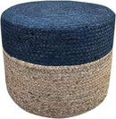 Jute Pouf Ottoman | Footrest Pouf | Hand Braided - Round Boho Pouffe - for Living Room, Bedroom, Nursery (20"x20"x10") Navy by CozyNest Decor