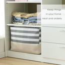 TheWarmHome Jumbo Storage Bins Baskets, Sturdy Fabric Organizing Basket W/Handles, Decorative Foldable Storage Baskets for Shelves Closet Nursery Toy (Grey&White Stripes 3 Pack, 20.5Lx15.7Wx13.8H in) by TinyTreasures Baby Boutique
