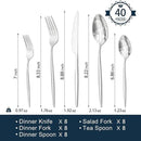 KINGSTONE Silverware Set, 40-Piece Flatware Set Cutlery Set Premium 18/10 Stainless Steel, Tableware Include Forks Knives Spoons for Home Kitchen Restaurant Wedding, Dishwasher Safe by CozyNest Decor