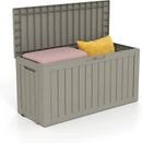 75 Gallon Waterproof Large Resin Deck Box Indoor/Outdoor Lockable Storage Container and Seating for Garden, Pool, and Patio (75 Gallon, Grey) by GreenHaven Gardens