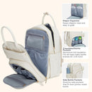 BabbleRoo Leather Diaper Bag Backpack - Baby Essentials Travel Baby Bag, Multi function, Waterproof, with Changing Pad, Stroller Straps & Pacifier Case – Unisex, Eggshell White by TinyTreasures Baby Boutique
